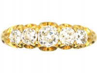 Victorian 18ct Gold, Five Stone Old Mine Cut Diamond Ring