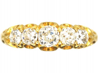 Victorian 18ct Gold, Five Stone Old Mine Cut Diamond Ring