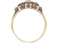 Georgian 15ct Gold Old Mine Cut Triple Diamond Cluster Ring
