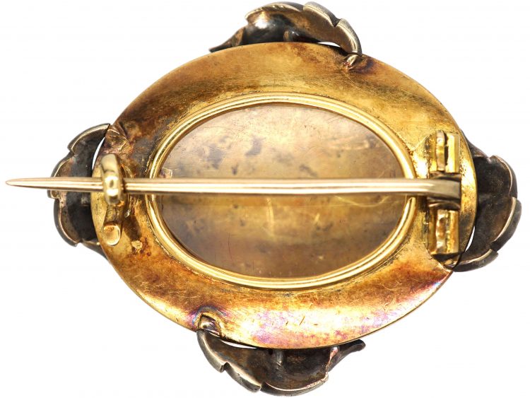 Victorian 15ct Gold, Turquoise Enamel Brooch with Rose Diamond Set Forget me Not Flower