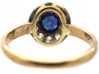Art Deco 15ct Yellow & White Gold, Sapphire & Diamond Cluster Ring