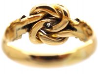 Edwardian 18ct Gold Knot Ring set with Three Diamonds