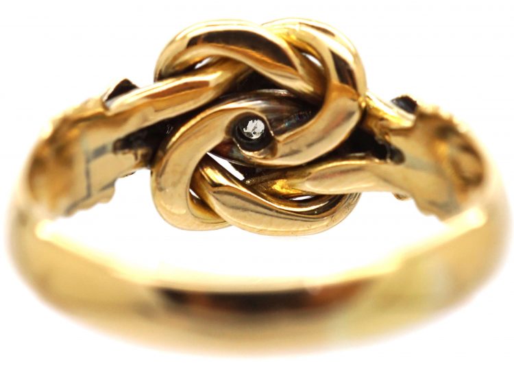 Edwardian 18ct Gold Knot Ring set with Three Diamonds