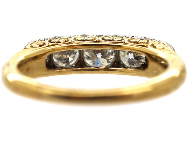 Edwardian 18ct Gold & Platinum, Five Stone Diamond Ring