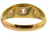 Victorian 18ct Gold, Three Stone Diamond Gypsy Ring