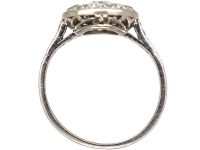 Art Deco Platinum, Diamond Cluster Ring with Diamond Shoulders