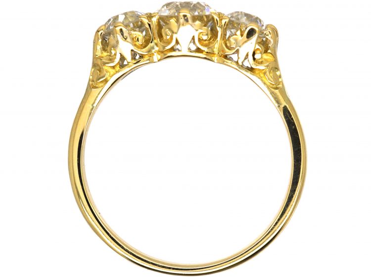 Victorian 18ct Gold, Three Stone Old Mine Cut Diamond Ring
