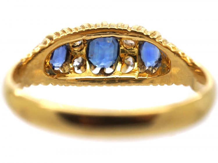 Edwardian 18ct Gold, Sapphire & Diamond Three Stone Ring