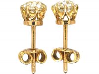 18ct Gold Old Mine Cut Solitaire Earrings