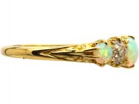 Edwardian 18ct Gold, Opal & Diamond Five Stone Ring