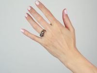 Georgian 15ct Gold & Silver, Cushion Cut Diamond Three Stone Ring