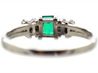 18ct White Gold, Emerald & Baguette Diamond Ring