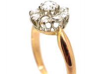 Early 20th Century 15ct Gold & Platinum, Rose Diamond Daisy Cluster Ring