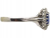 Art Deco 18ct White Gold, Sapphire & Diamond Cluster Ring