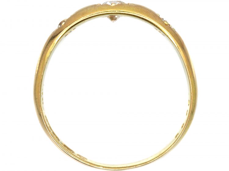 Victorian 18ct Gold, Three Stone Diamond Gypsy Ring