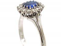 Art Deco 18ct White Gold, Sapphire & Diamond Cluster Ring