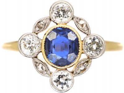 Art Deco 18ct Gold & Platinum,Sapphire & Diamond Ring