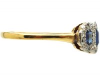 Edwardian 18ct Gold & Platinum, Triple Cluster Ring set with Sapphires & Diamonds