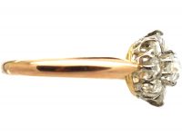 Early 20th Century 15ct Gold & Platinum, Rose Diamond Daisy Cluster Ring
