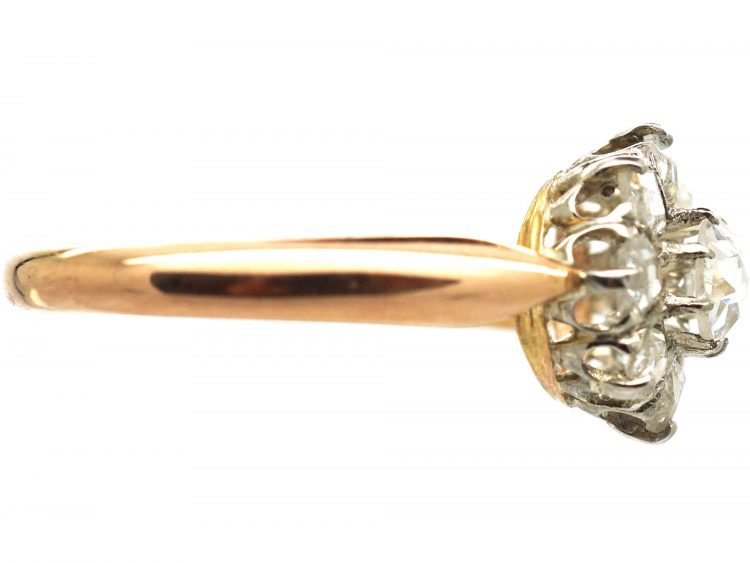 Early 20th Century 15ct Gold & Platinum, Rose Diamond Daisy Cluster Ring