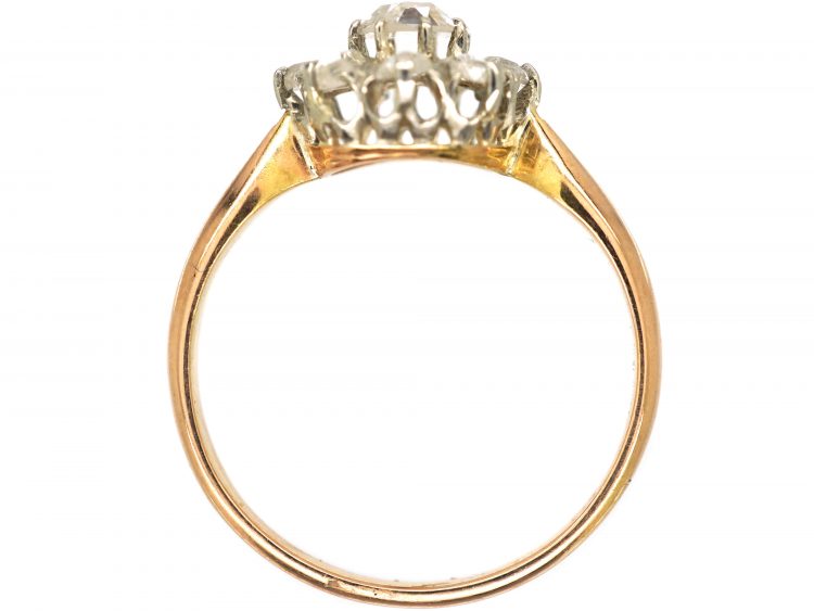 Early 20th Century 15ct Gold & Platinum, Rose Diamond Daisy Cluster Ring