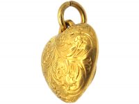 Regency 15ct Gold Heart Shaped Pendant with Glazed Locket on the Reverse