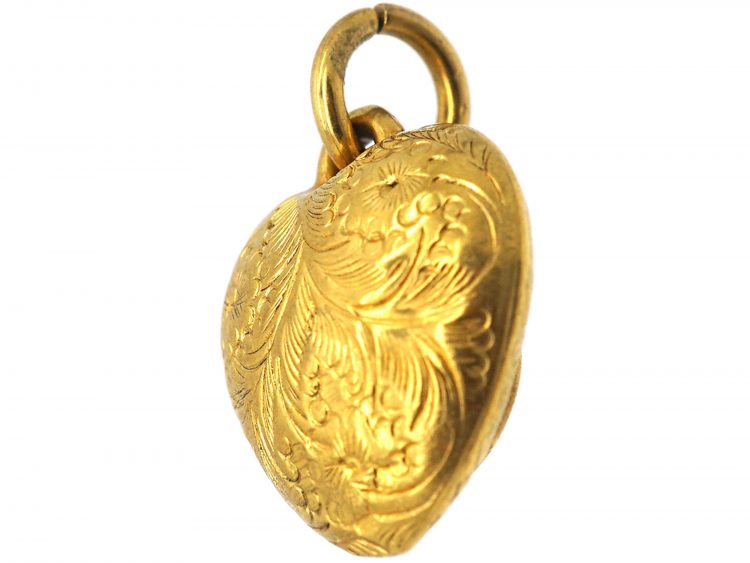 Regency 15ct Gold Heart Shaped Pendant with Glazed Locket on the Reverse
