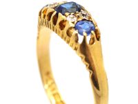 Edwardian 18ct Gold, Sapphire & Diamond Three Stone Ring