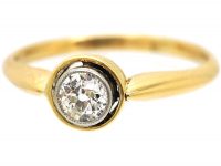 Art Deco 18ct Gold & Platinum, Old Mine Cut Diamond Solitaire Ring