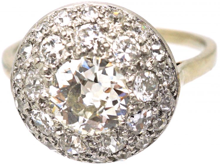 Art Deco 18ct White Gold & Platinum, Bombè Diamond Ring