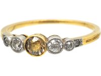Edwardian 18ct Gold & Platinum Five Stone Diamond Ring