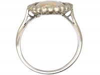 Art Deco Diamond & Large Harlequin Opal Oval Shaped Ring