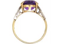 Art Deco 9ct Gold & Platinum, Amethyst & Diamond Ring