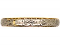 18ct White & Yellow Gold Wedding Ring with Flower Detail