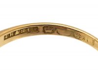 Edwardian 18ct Gold, Wood Opal & Diamond Cluster Ring