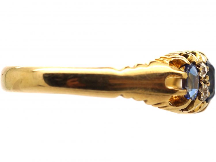 Edwardian 18ct Gold, Sapphire & Diamond Three Stone Ring