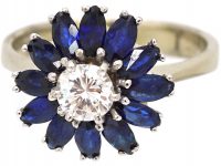 Mid Century 18ct White Gold Sapphire & Diamond Ballerina Ring