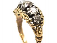 Georgian 15ct Gold & Silver, Cushion Cut Diamond Three Stone Ring