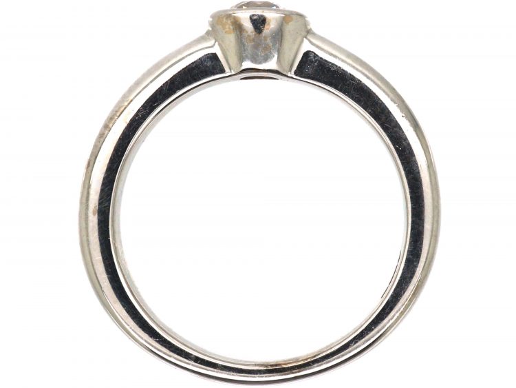 18ct White Gold Diamond Rub Over Set Solitaire Ring