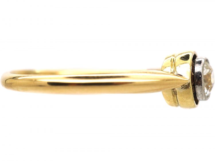 Art Deco 18ct Gold & Platinum, Old Mine Cut Diamond Solitaire Ring