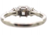 18ct White Gold Ring set with Three Baguette Diamonds