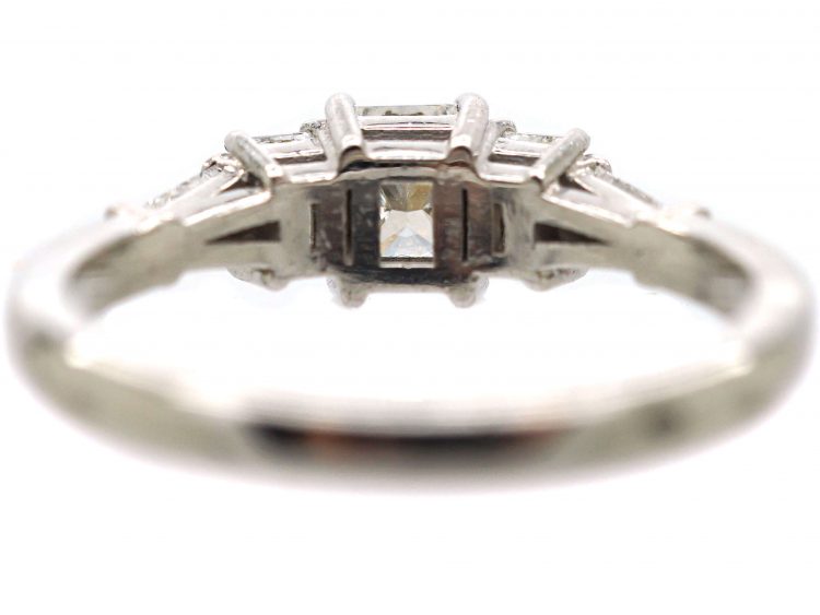 18ct White Gold Ring set with Three Baguette Diamonds
