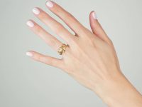 Edwardian 18ct Gold Buckle Ring with Fine Engraving Throughout