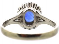 Art Deco 18ct White Gold, Sapphire & Diamond Cluster Ring