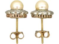 Edwardian 18ct White & Yellow Gold Cluster Earrings set with Diamonds & Pearls