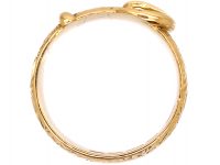 Edwardian 18ct Gold Buckle Ring with Fine Engraving Throughout