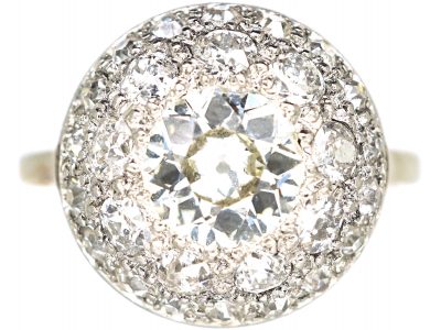 Art Deco 18ct White Gold & Platinum, Bombè Diamond Ring