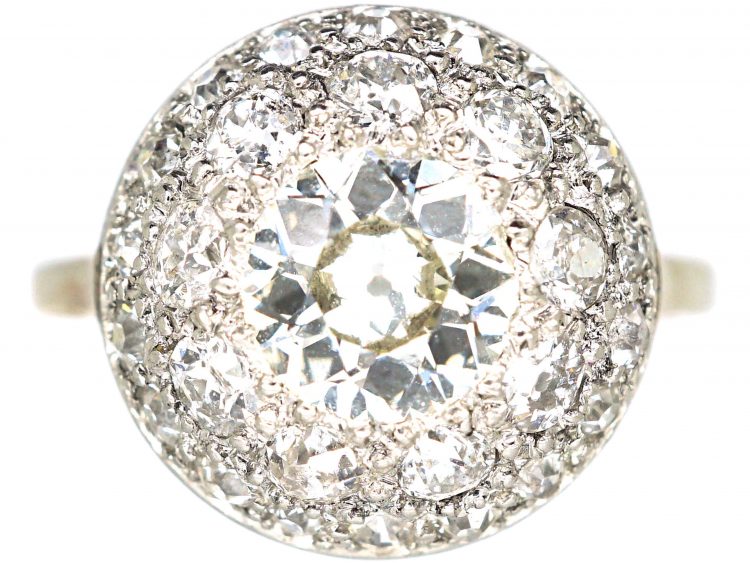 Art Deco 18ct White Gold & Platinum, Bombè Diamond Ring