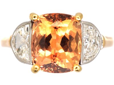 18ct Yellow & White Gold, Imperial Topaz & Diamond Ring