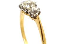 Edwardian 18ct Gold, Three Stone Old Mine Cut Diamond Ring